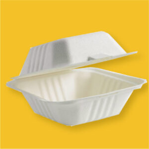 6 x 6 inch hamburger box Sugarcane Bagasse Takeaway containers