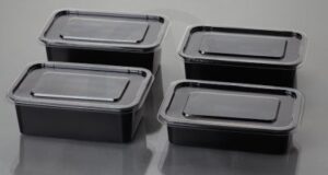 500/650/750/1000 ml Rectangular container Black with lid PET/PP-Food Containers
