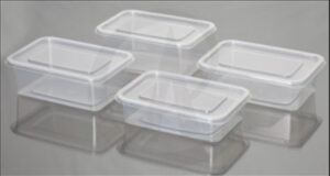 500/650/750/1000 ml Rectangular container white with lid PET/PP-Food Containers